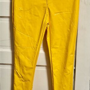 Bright Yellow vintage plastic look statement fitted sexy pant sz. M